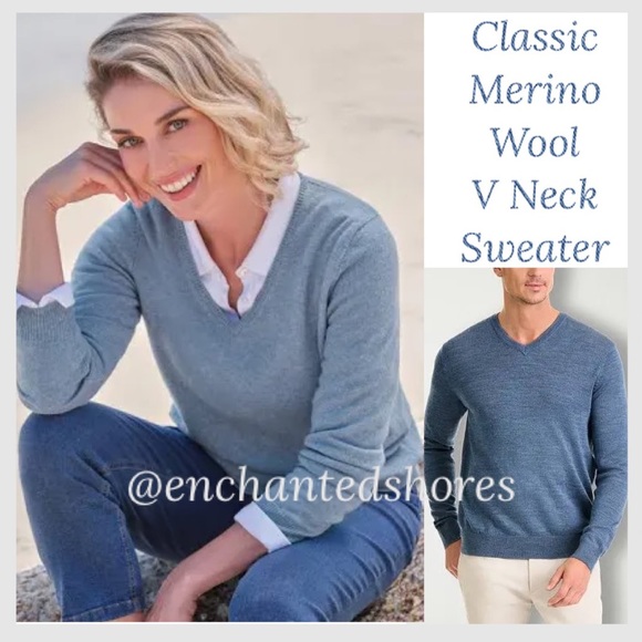 Apt. 9 Sweaters - Merino Wool Sweater V Neck Pullover All Season Knit Unisex Mens or Womens XLarge
